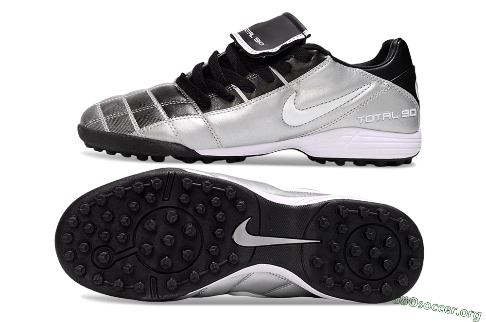 Nike Total 90 III TF Football Shoes - Silver/White/Black 1
