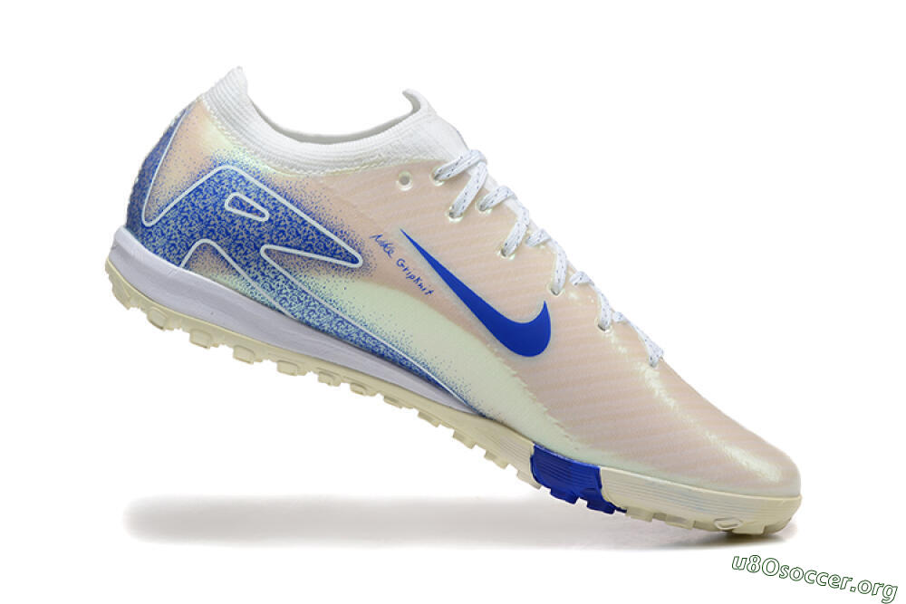 Nike Air Zoom Mercurial Vapor 16 Elite TF Football Shoes - Beige/Blue/White 7