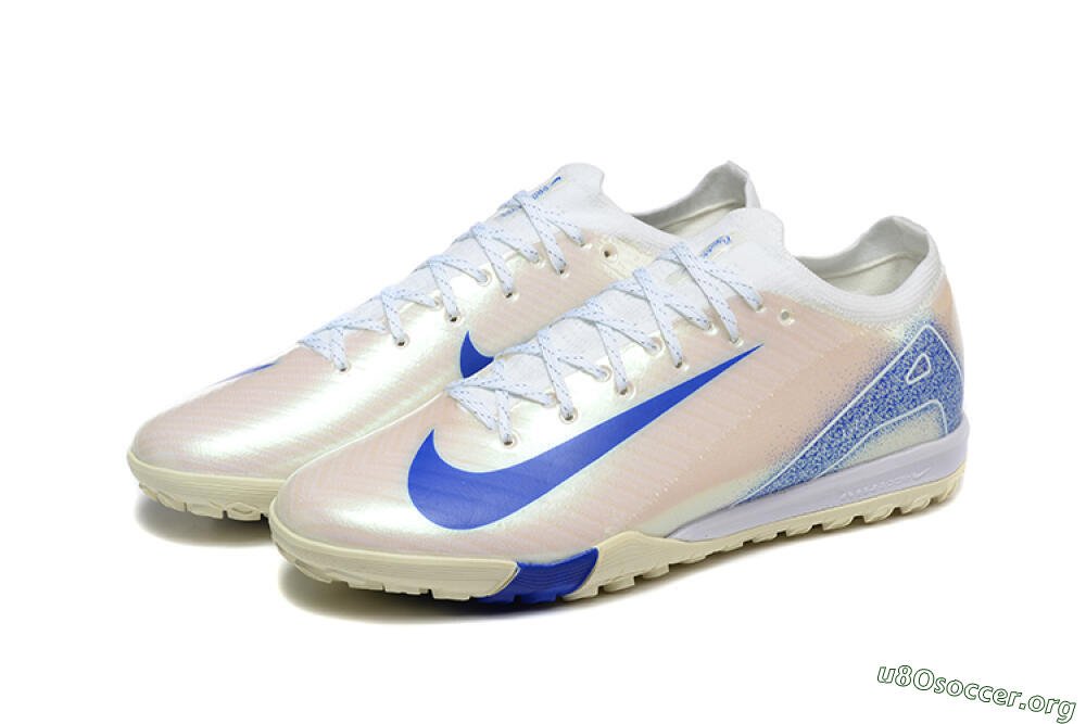 Nike Air Zoom Mercurial Vapor 16 Elite TF Football Shoes - Beige/Blue/White 5