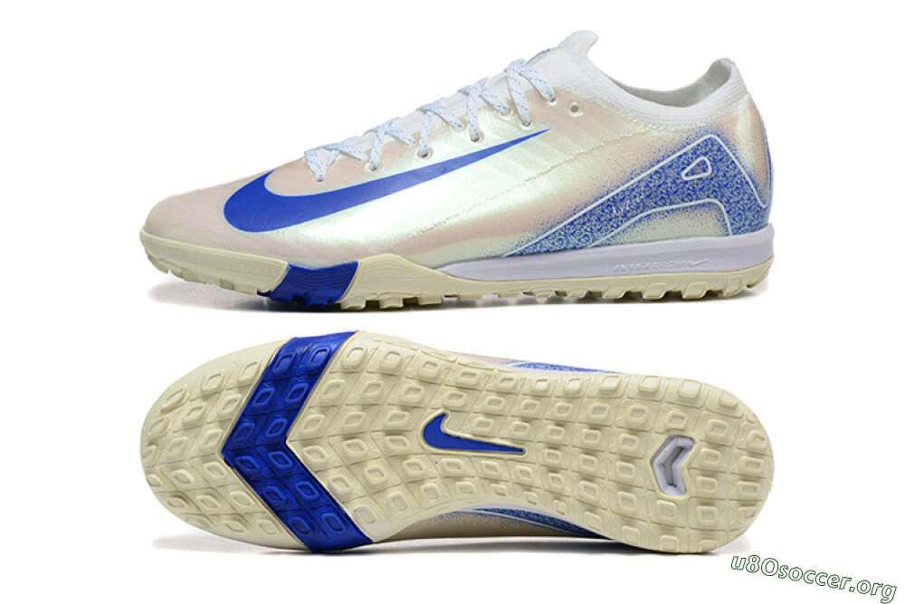 Nike Air Zoom Mercurial Vapor 16 Elite TF Football Shoes - Beige/Blue/White 1