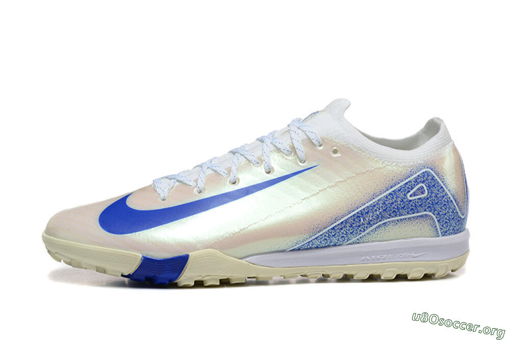 Nike Air Zoom Mercurial Vapor 16 Elite TF Football Shoes - Beige/Blue/White 3