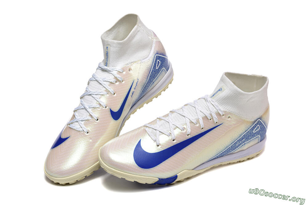Nike Air Zoom Mercurial Superfly 10 Elite TF Football Shoes - Beige/White/Blue 6