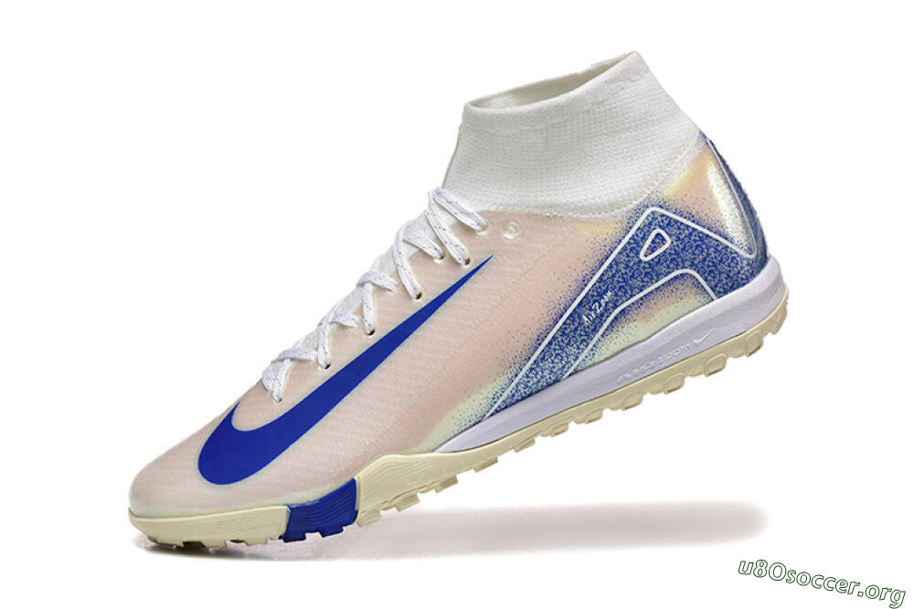 Nike Air Zoom Mercurial Superfly 10 Elite TF Football Shoes - Beige/White/Blue 8