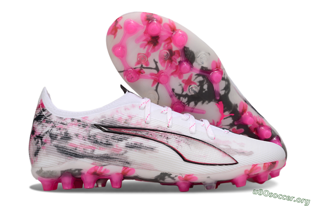 Puma Ultra 5 Ultimate FG Football Boots - White/Pink/Black 2