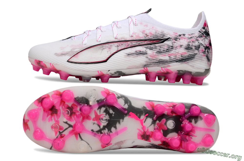Puma Ultra 5 Ultimate FG Football Boots - White/Pink/Black 1