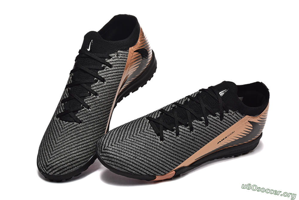 Nike Air Zoom Mercurial Vapor 16 Elite TF Football Shoes - Black/Grey/Gold 6