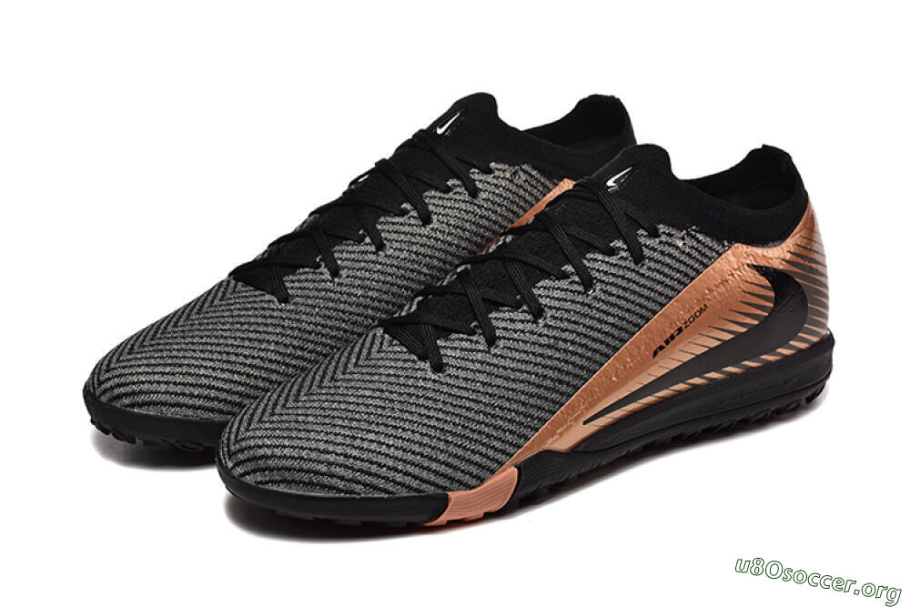 Nike Air Zoom Mercurial Vapor 16 Elite TF Football Shoes - Black/Grey/Gold 5