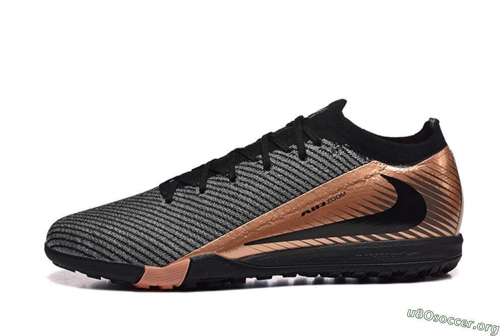 Nike Air Zoom Mercurial Vapor 16 Elite TF Football Shoes - Black/Grey/Gold 3