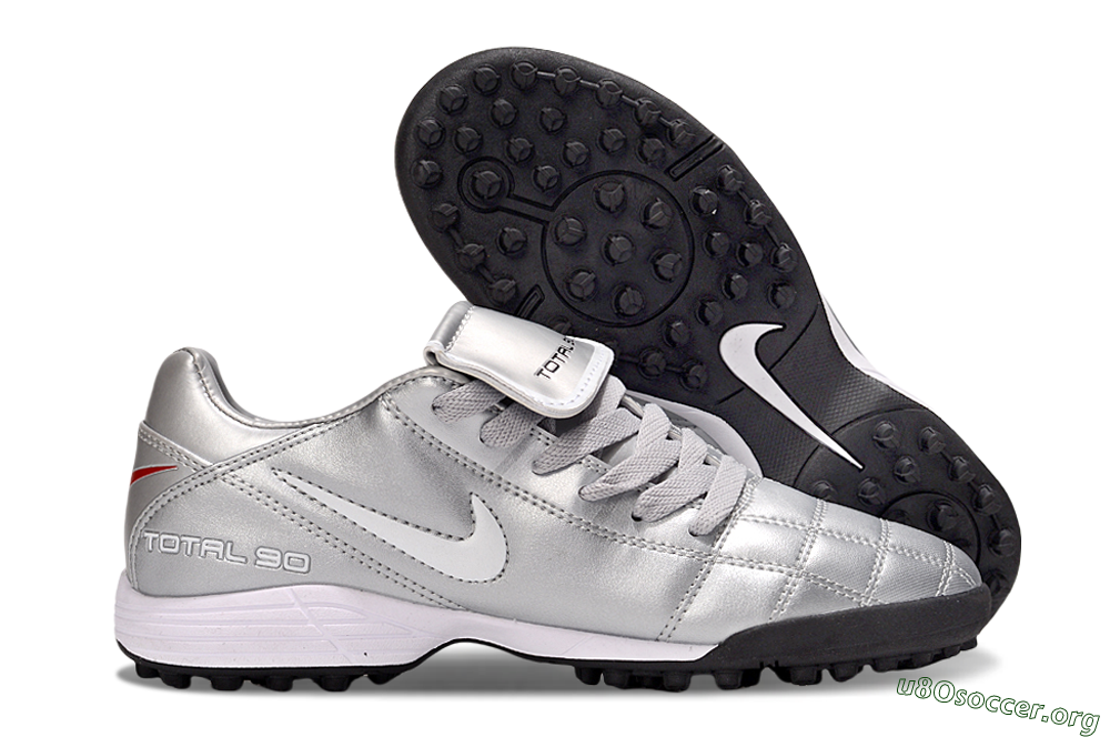 Nike Total 90 III TF Football Shoes - Silver/White/Black 2