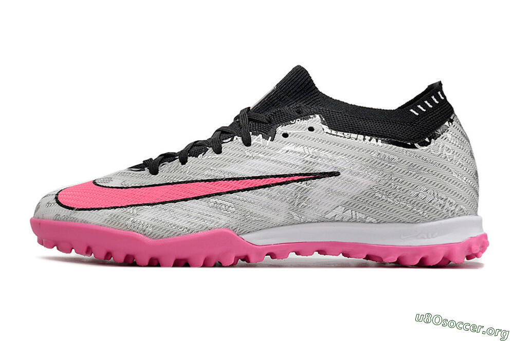 Nike Air Zoom Mercurial Vapor 15 Elite TF Football Shoes - Silver/Pink/Black 3
