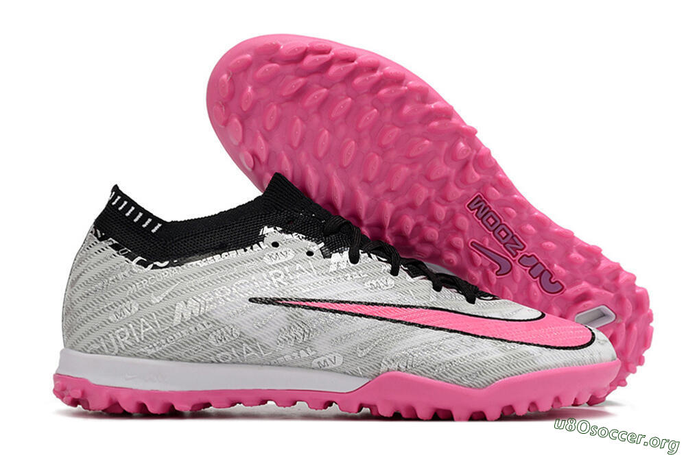 Nike Air Zoom Mercurial Vapor 15 Elite TF Football Shoes - Silver/Pink/Black 2