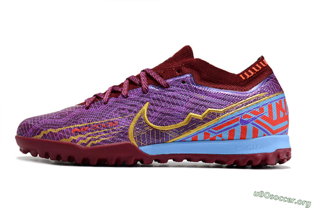 Nike Air Zoom Mercurial Vapor 15 Elite TF Football Shoes - Purple/Gold/Blue 3