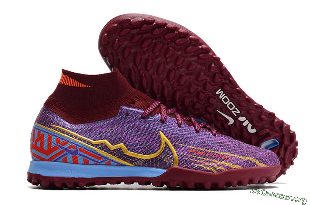 Nike Air Zoom Mercurial Superfly 9 Elite TF Football Shoes - Purple/Black/Gold 2