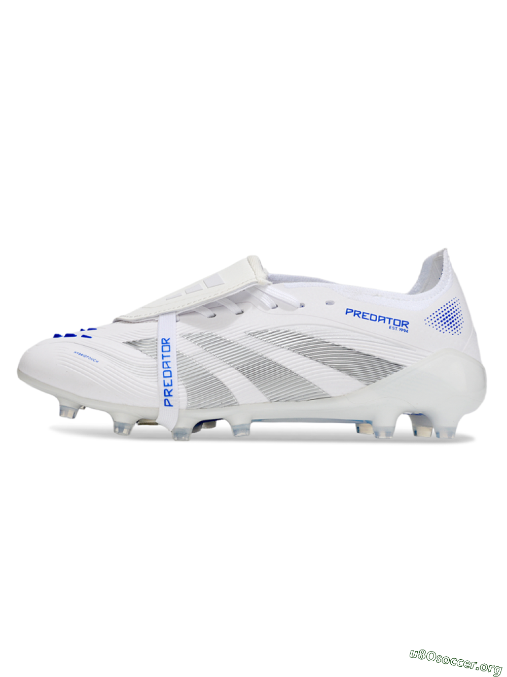 Adidas Predator 25 Foldover Tongue FG Football Boots - White/Silver/Blue 3