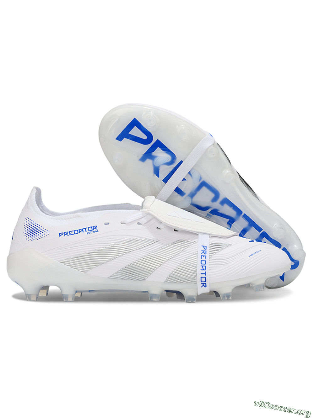 Adidas Predator 25 Foldover Tongue FG Football Boots - White/Silver/Blue 2