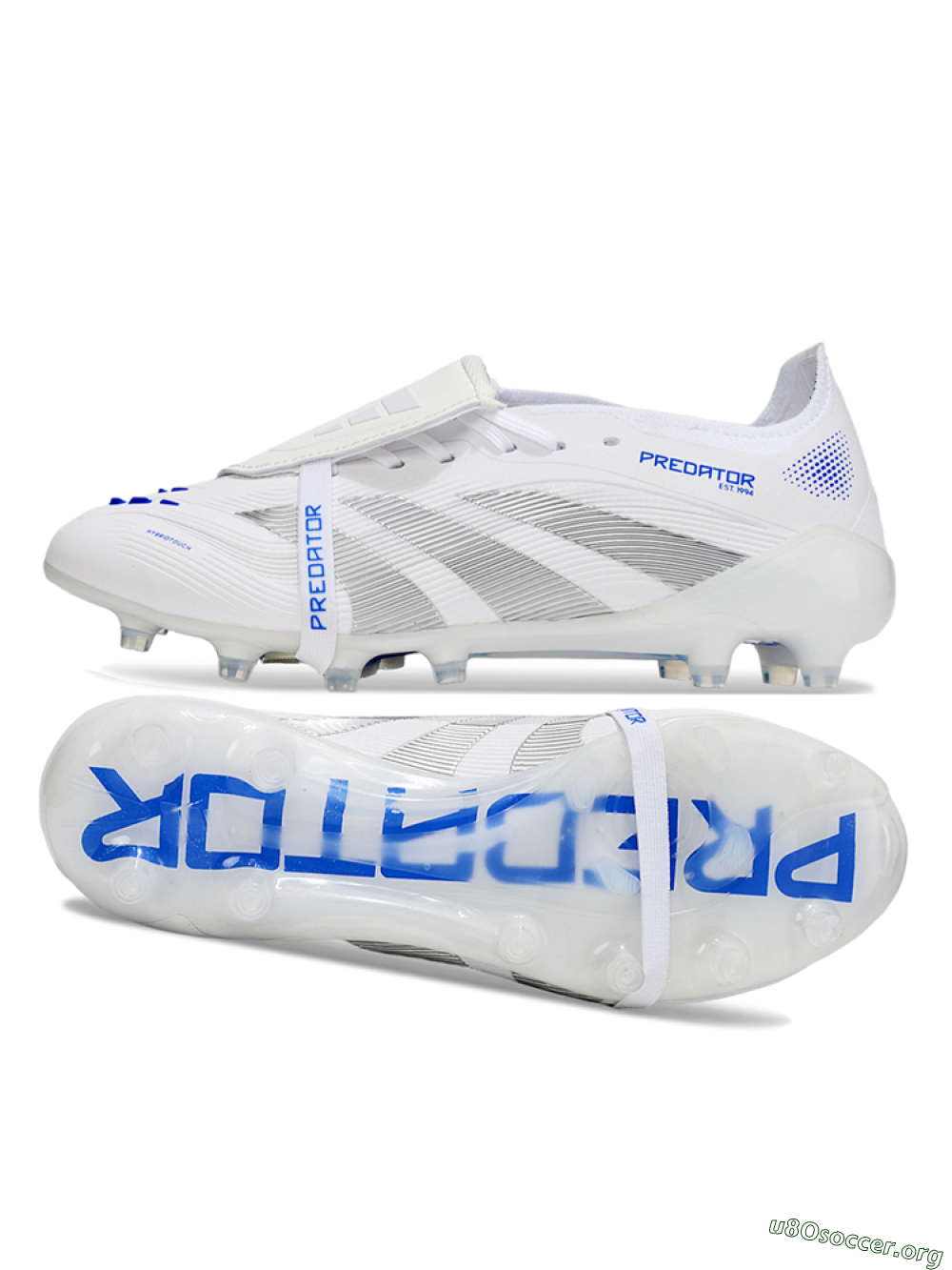 Adidas Predator 25 Foldover Tongue FG Football Boots - White/Silver/Blue 1