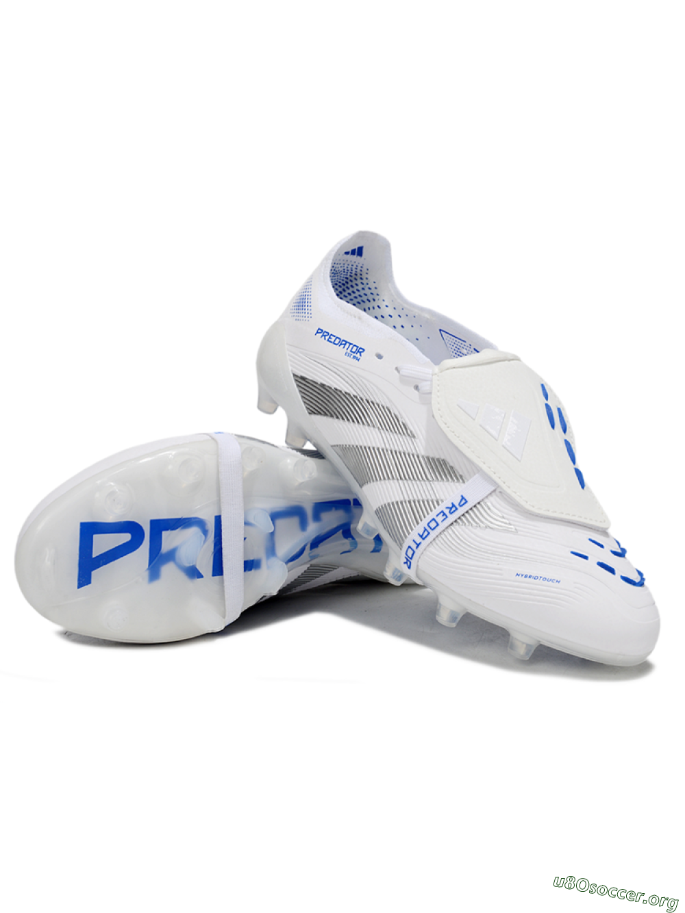 Adidas Predator 25 Foldover Tongue FG Football Boots - White/Silver/Blue 0