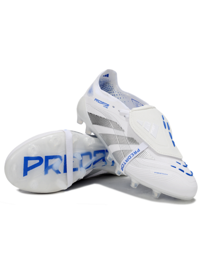 Adidas Predator 25 Foldover Tongue FG Football Boots - White/Silver/Blue