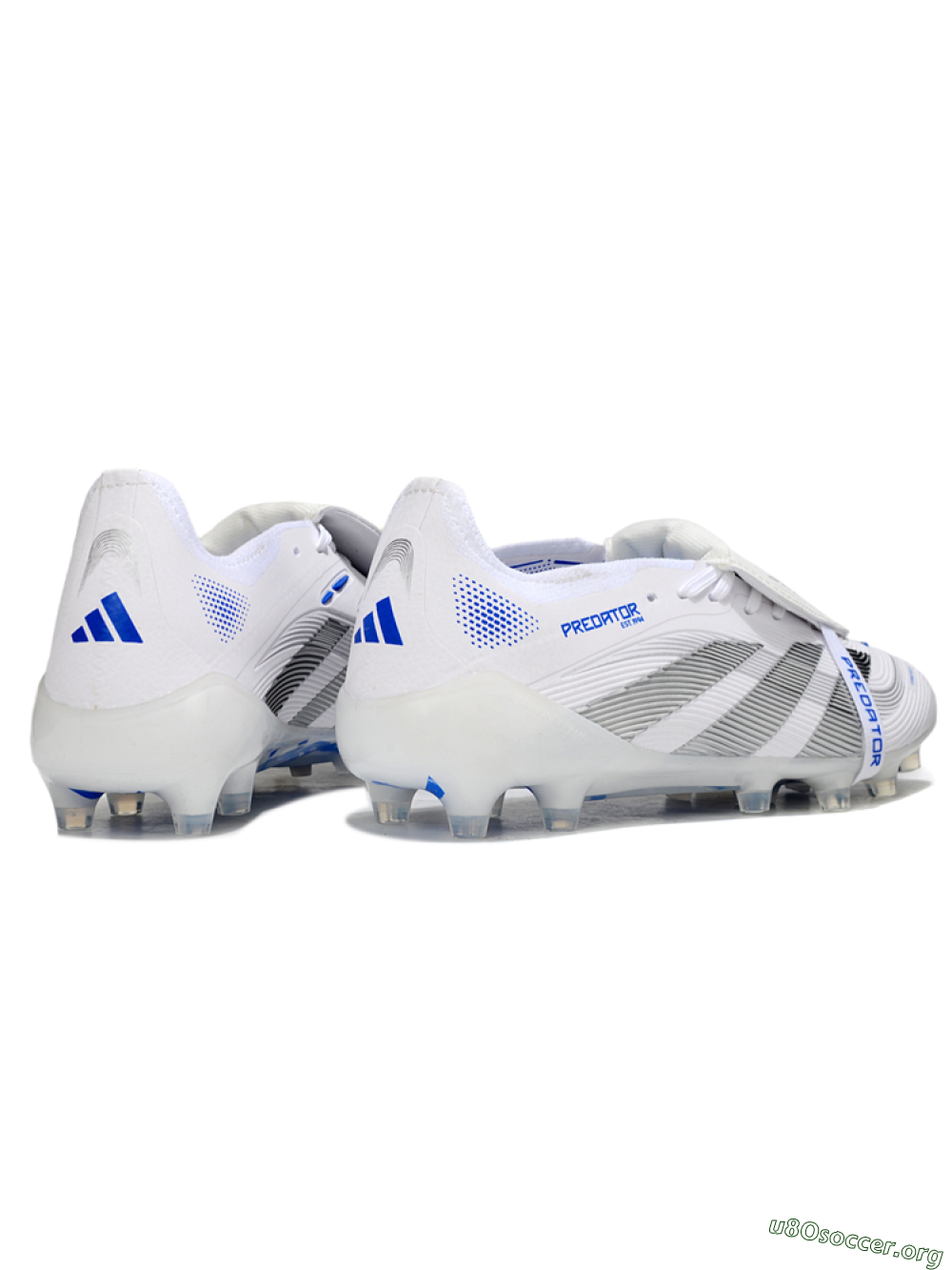 Adidas Predator 25 Foldover Tongue FG Football Boots - White/Silver/Blue 6