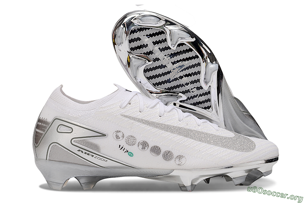 Nike Air Zoom Mercurial Vapor 16 Elite FG Football Boots - White/Silver/Black 2