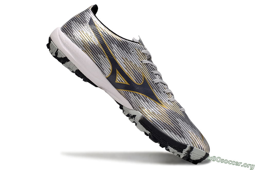 Mizuno Alpha Beta TF Football Shoes - Silver/Grey/Gold 4