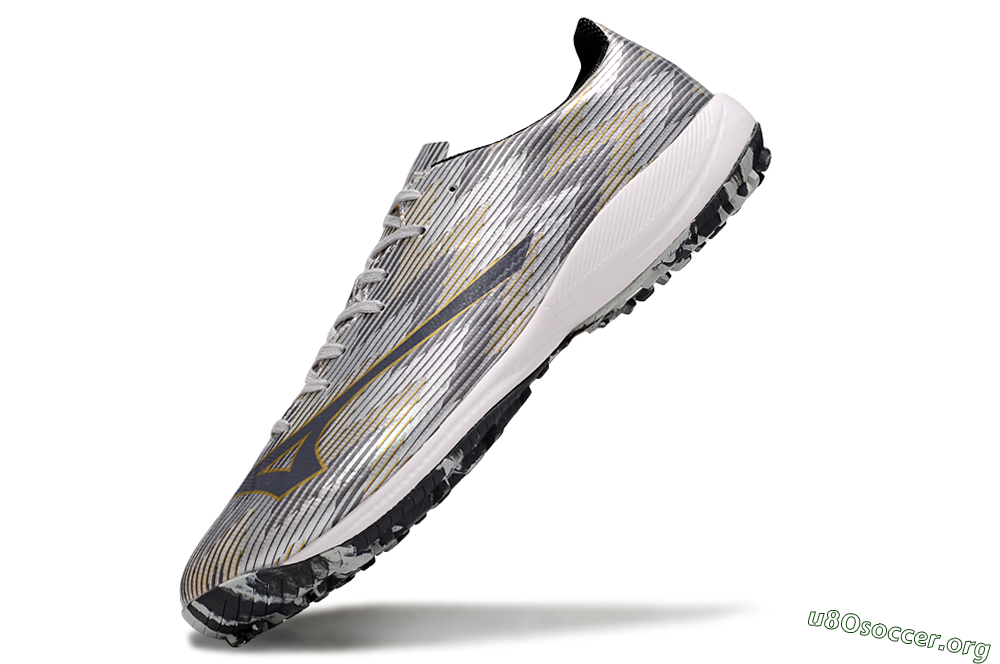 Mizuno Alpha Beta TF Football Shoes - Silver/Grey/Gold 5