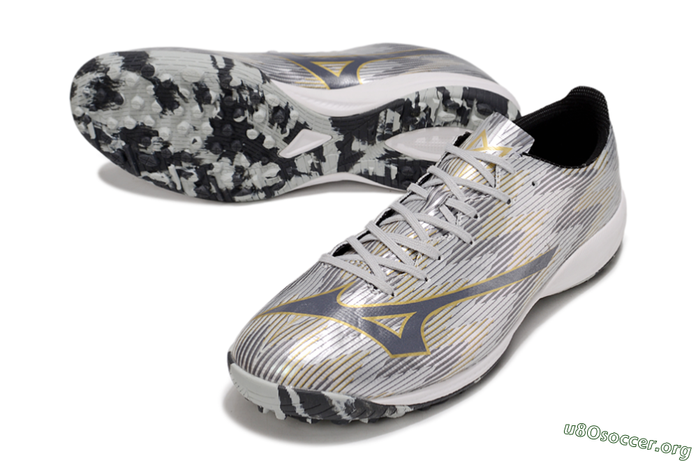 Mizuno Alpha Beta TF Football Shoes - Silver/Grey/Gold 0