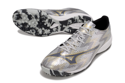 Mizuno Alpha Beta TF Football Shoes - Silver/Grey/Gold
