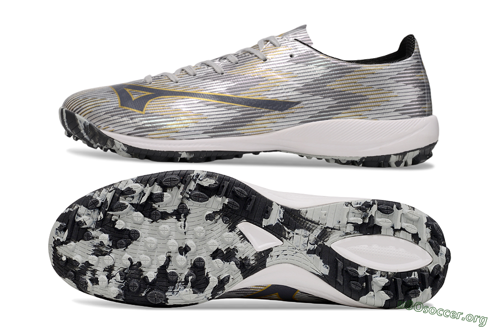 Mizuno Alpha Beta TF Football Shoes - Silver/Grey/Gold 1
