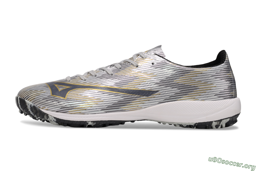 Mizuno Alpha Beta TF Football Shoes - Silver/Grey/Gold 3
