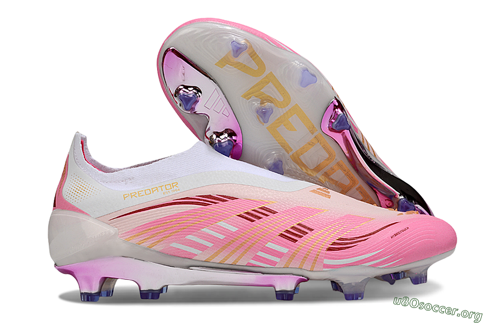 Adidas 25 Predator Elite Laceless FG Football Boots - Pink/White/Gold 2