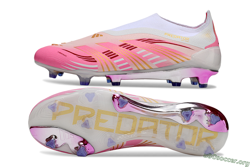 Adidas 25 Predator Elite Laceless FG Football Boots - Pink/White/Gold 1