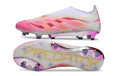 Adidas 25 Predator Elite Laceless FG Football Boots - Pink/White/Gold