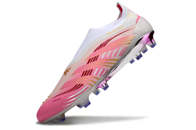 Adidas 25 Predator Elite Laceless FG Football Boots - Pink/White/Gold