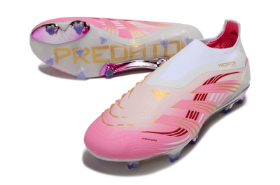 Adidas 25 Predator Elite Laceless FG Football Boots - Pink/White/Gold