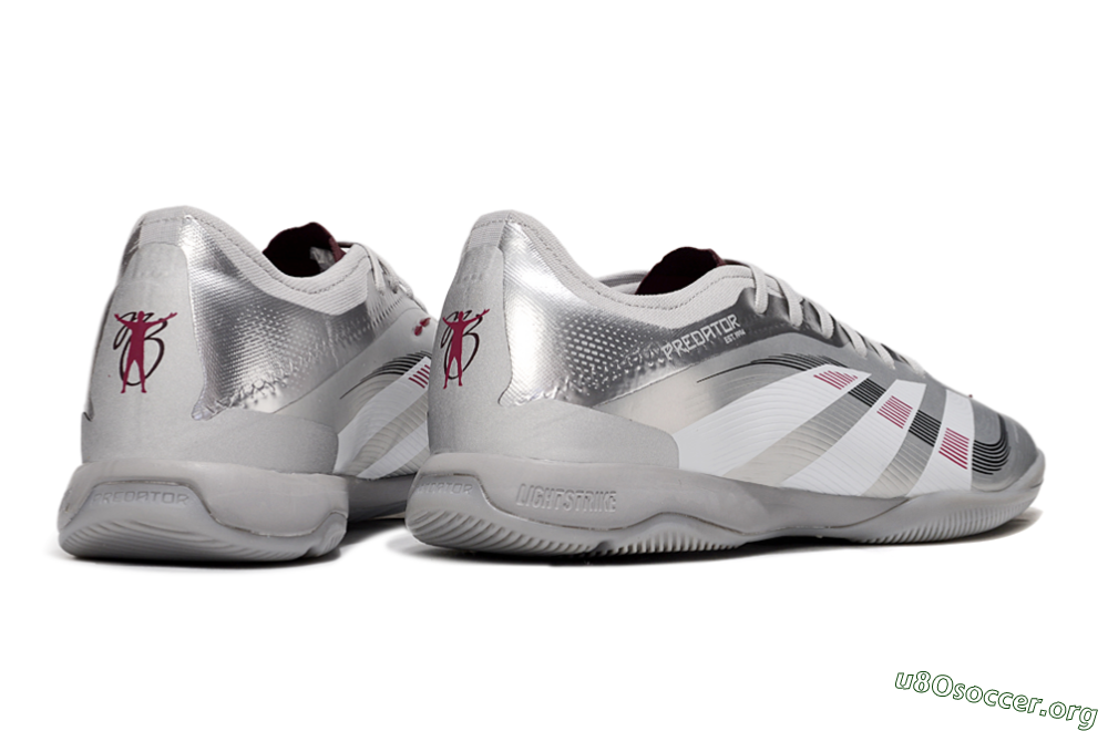 Adidas Predator 25 Elite IC Football Shoes - Silver/White/Red 6