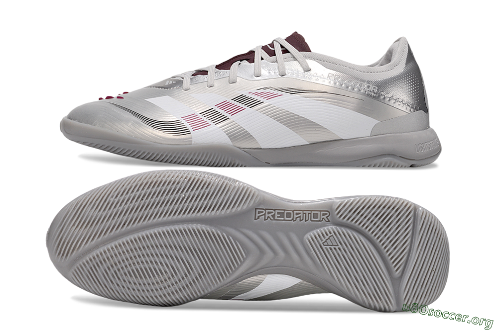 Adidas Predator 25 Elite IC Football Shoes - Silver/White/Red 1