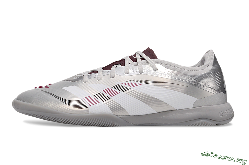 Adidas Predator 25 Elite IC Football Shoes - Silver/White/Red 3