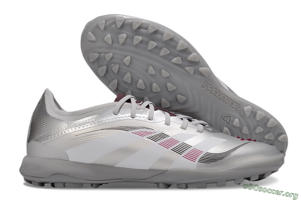 Adidas Predator 25 Elite TF Football Shoes - Silver/White/Red 2