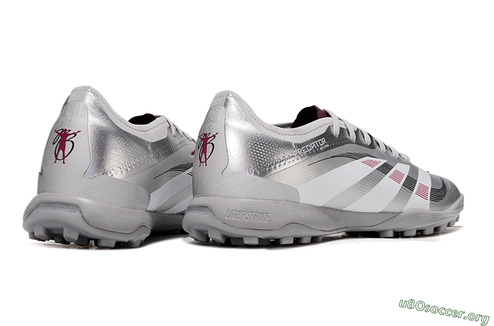 Adidas Predator 25 Elite TF Football Shoes - Silver/White/Red 6