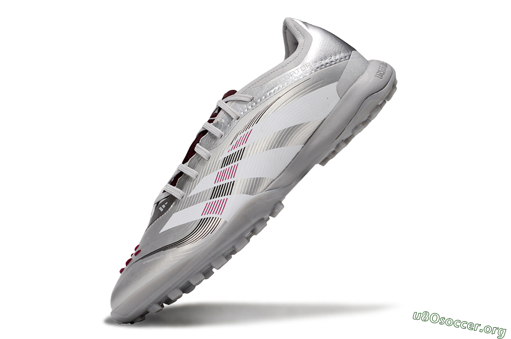 Adidas Predator 25 Elite TF Football Shoes - Silver/White/Red 5