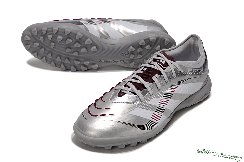 Adidas Predator 25 Elite TF Football Shoes - Silver/White/Red 0