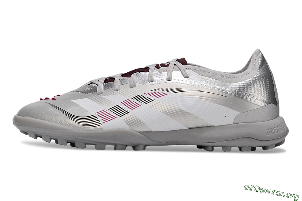 Adidas Predator 25 Elite TF Football Shoes - Silver/White/Red 3