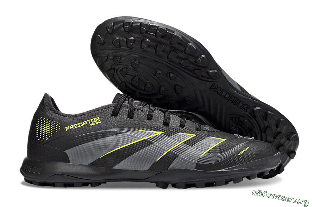 Adidas Predator 25 Elite TF Football Shoes - Black/Grey/Yellow 2