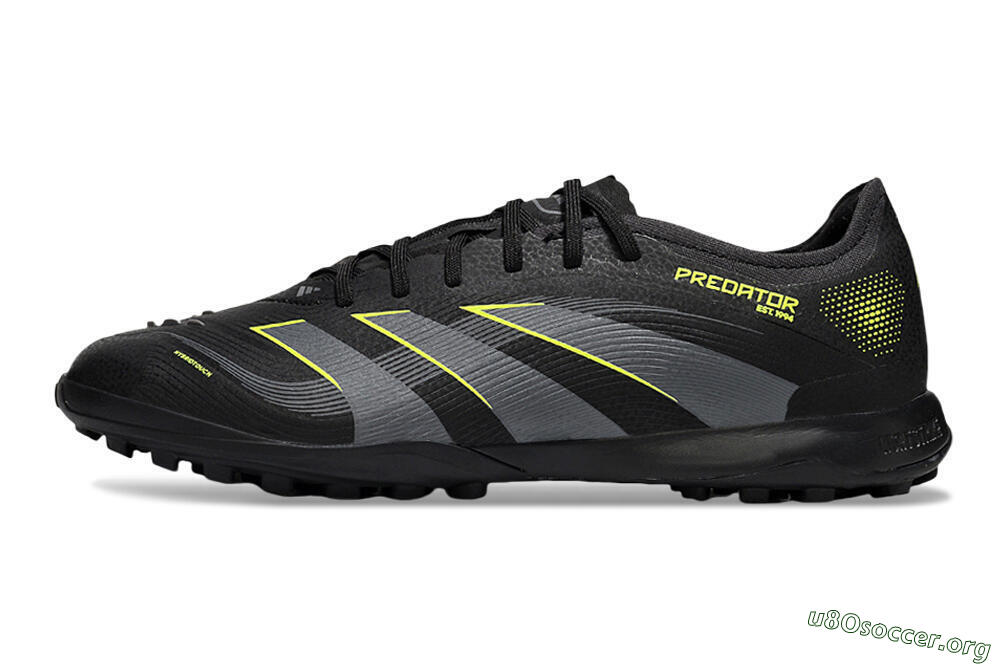 Adidas Predator 25 Elite TF Football Shoes - Black/Grey/Yellow 3