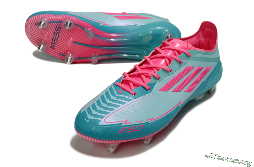 Messi x Adidas F50 Elite SG Football Boots - Jade/Pink 0