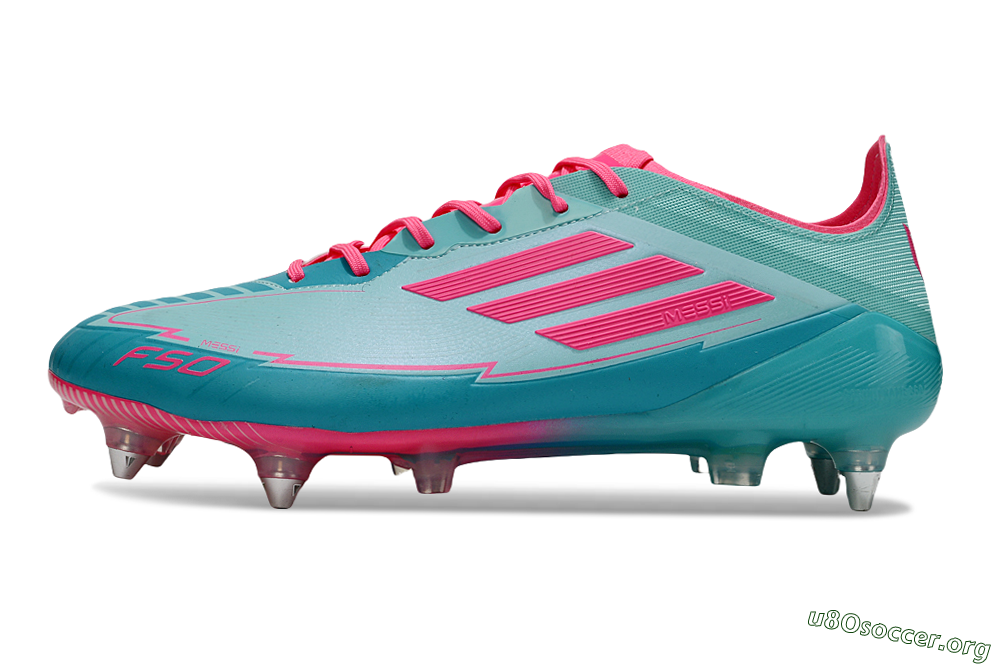 Messi x Adidas F50 Elite SG Football Boots - Jade/Pink 3