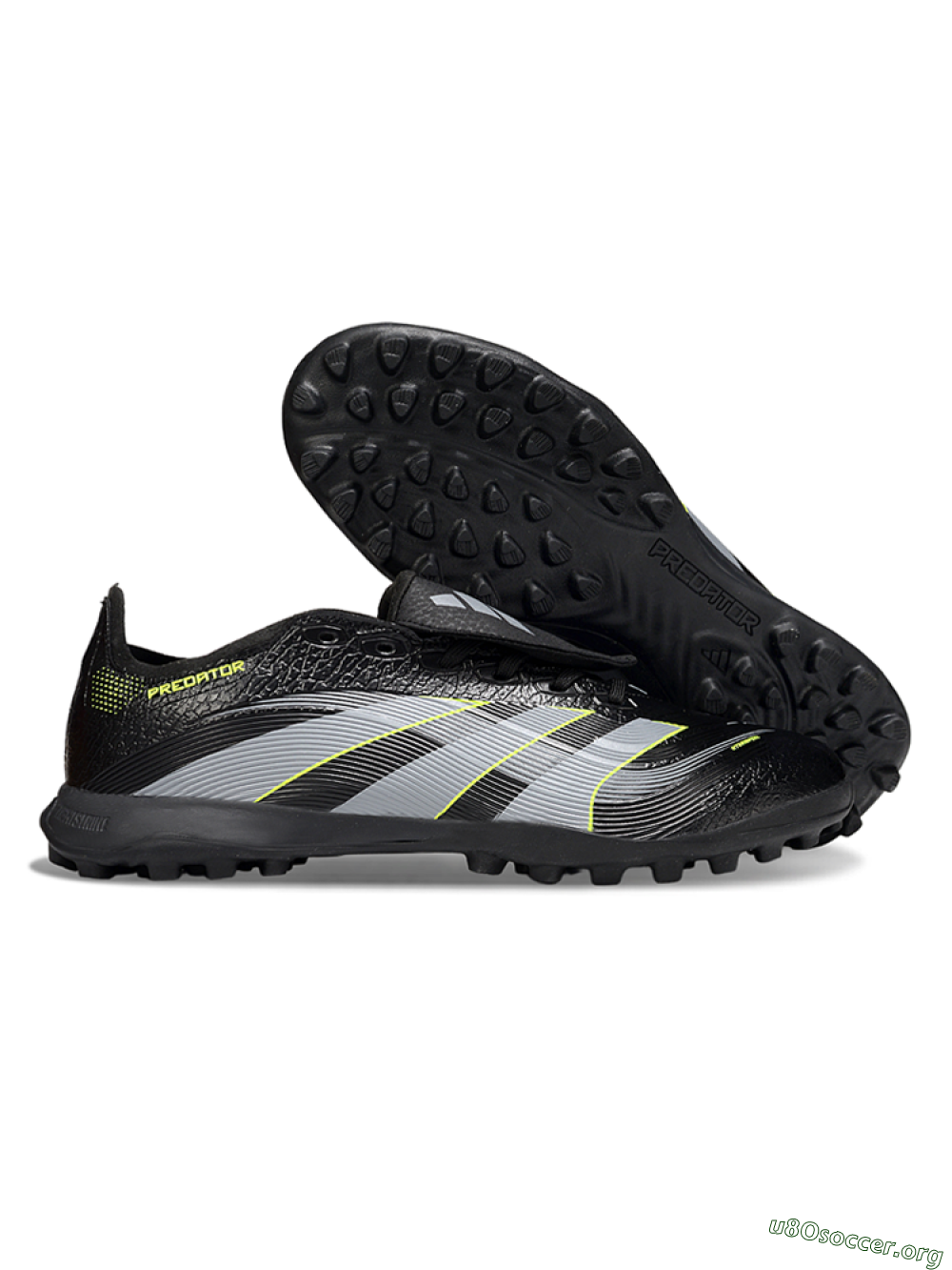 Adidas Predator 25 Elite Foldover Tongue TF Football Shoes - Black/Silver/Yellow 2