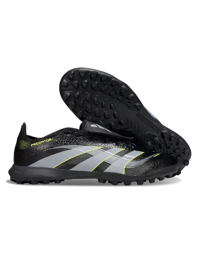 Adidas Predator 25 Elite Foldover Tongue TF Football Shoes - Black/Silver/Yellow