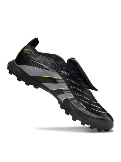 Adidas Predator 25 Elite Foldover Tongue TF Football Shoes - Black/Silver/Yellow